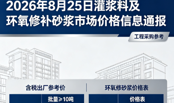 怀集2026年8月25日灌浆料及环氧修补砂浆市场价格信息通报